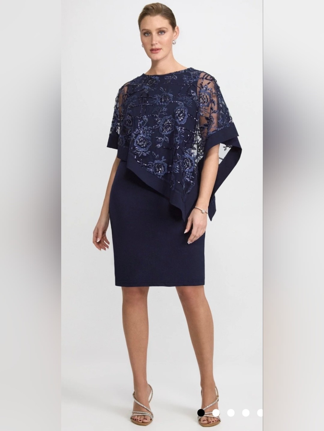 Laura- Navy Blue Sequined Midi Dress